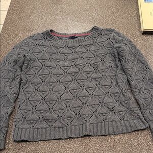 Tommy Hilfiger Charcoal Openwork Crewneck Sweater